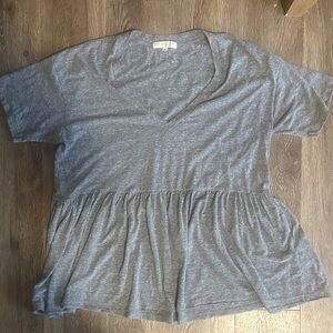 Truly Madly Deeply Heather Gray V-Neck Peplum Tee